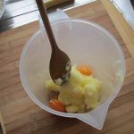 9 Add the two yolks to the mix