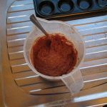 Mix liver cake recipe with a fork