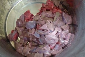 dice meat diced liver and heart