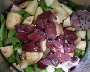 add potatoes and liver