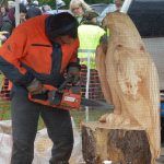 Peter Bowsher chainsaw carving an eagle