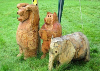 Chainsaw carved animals