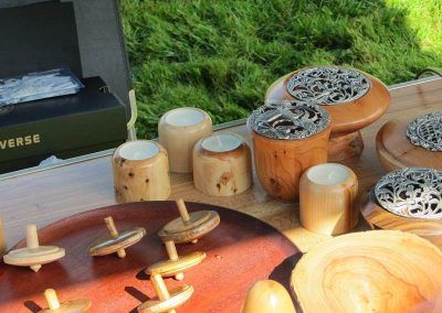 Wood turned spinning tops
