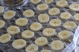 sliced banana on tray