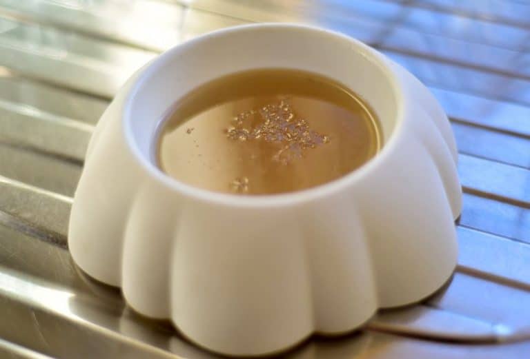 bone broth in a dog bowl