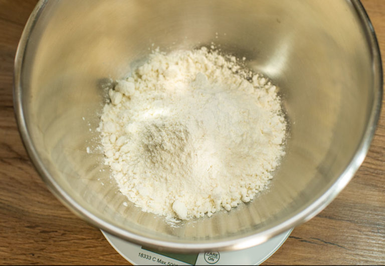 self raising flour in a bowl