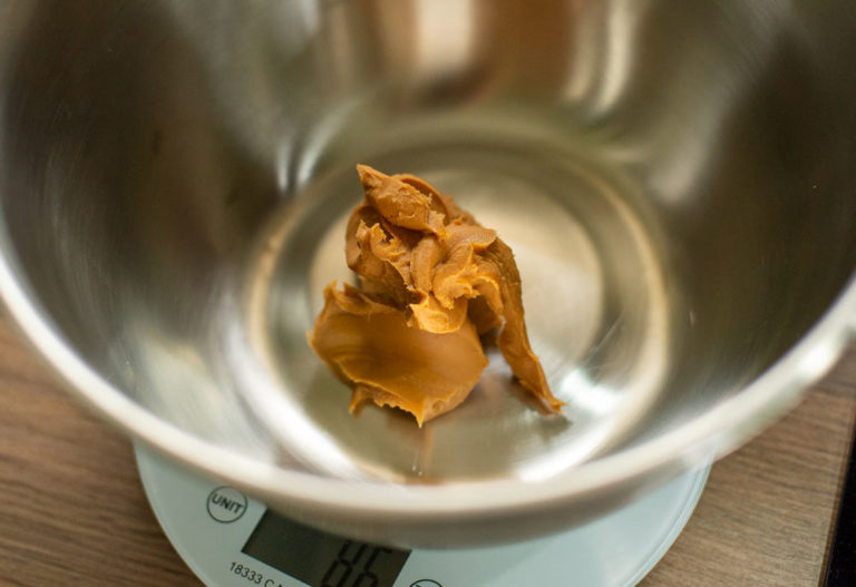 peanut butter in mixing bowl