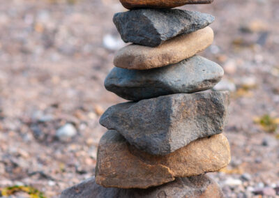 balanced stones on the beach in Erskine