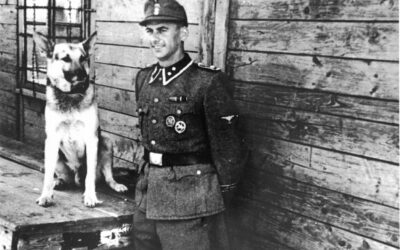 SS guard posing proudly with his dog ss guard and his dog