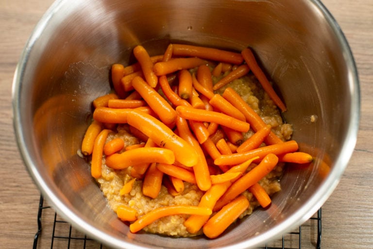 carrots in mixing bowl