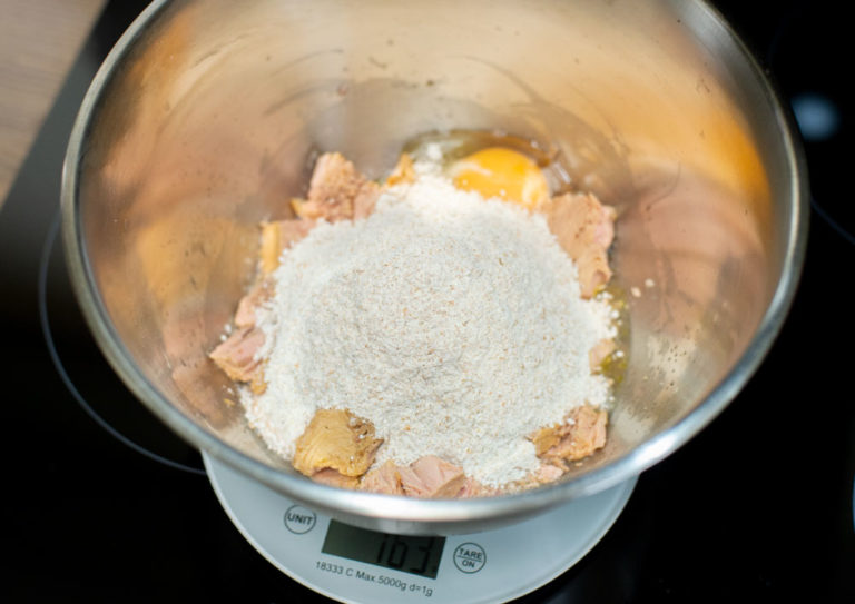 flour in a mixing bowl