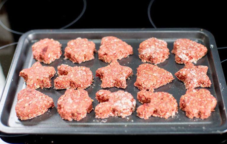 beetroot biscuits on a baking tray