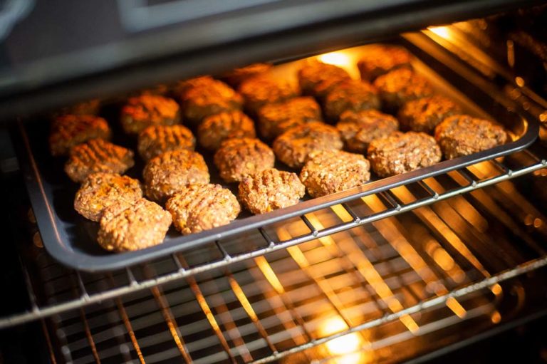 dog biscuit tray in oven