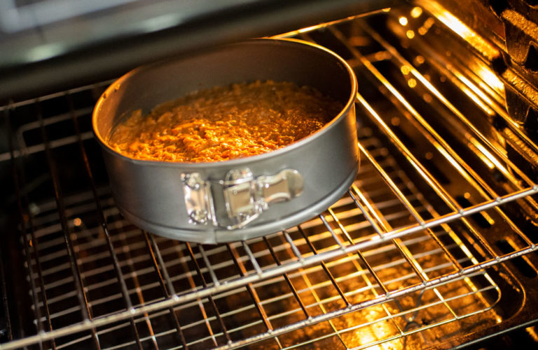 carrot cake in oven