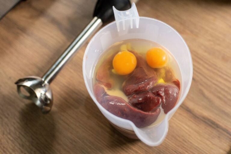 liver cake ingredients in a jug