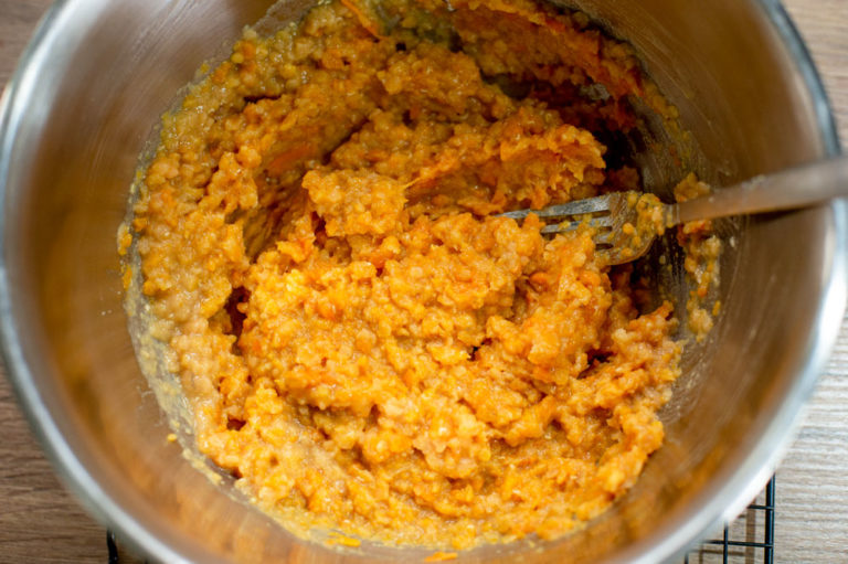 mashed carrots in bowl