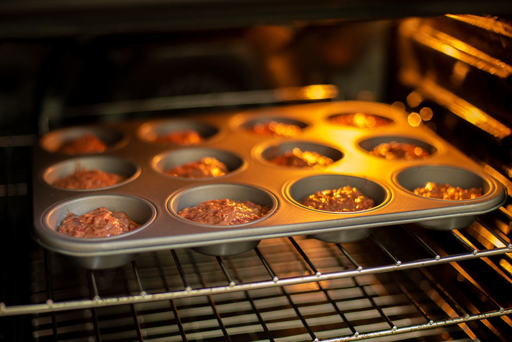 muffin tray in oven