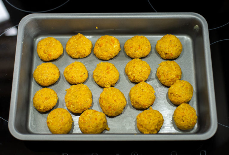 dough balls on a baking tray