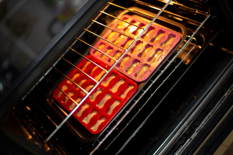 dog cake in oven