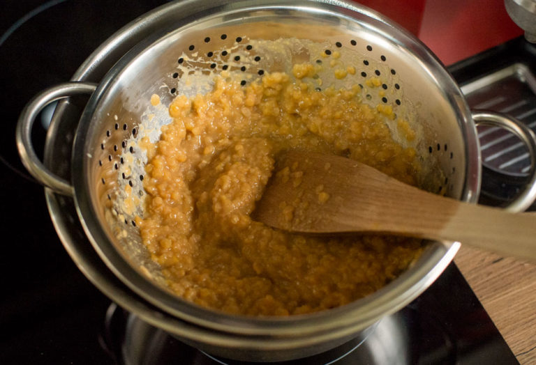 draining lentils