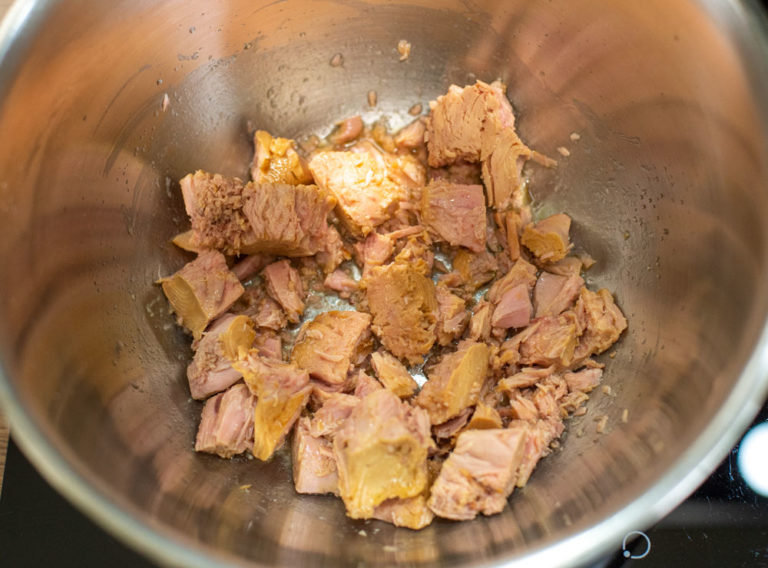 tuna in a mixing bowl